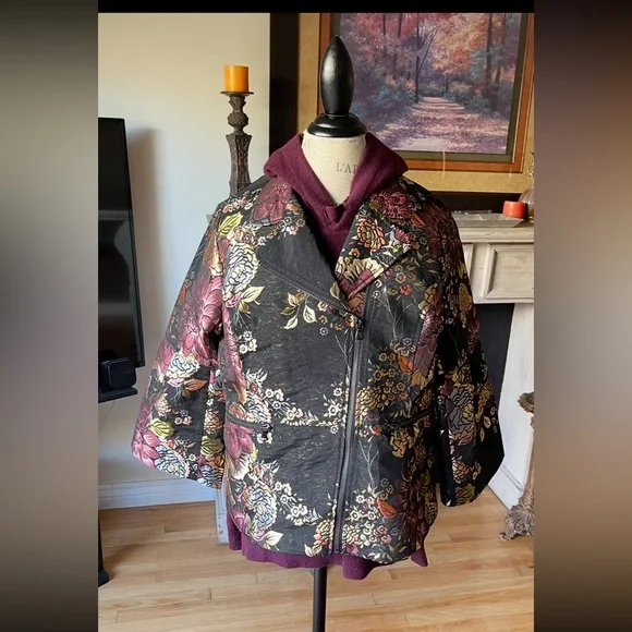 ISAAC MIZRAHI LIVE QVC Metallic Brocade Zippered Jacket Autumnal Colors Sz 14 - Picture 1 of 11